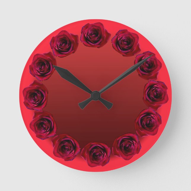 Reloj de rosa roja flor de rosa reloj de pared dec (Anverso)