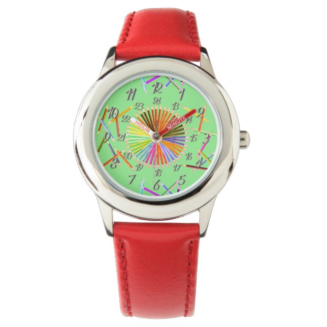 Reloj de rueda de color verde rojo (Anverso)