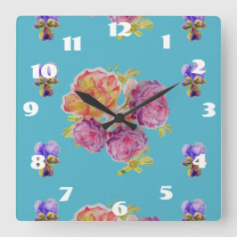 Reloj de sala de señoras con rosas teal de estilo