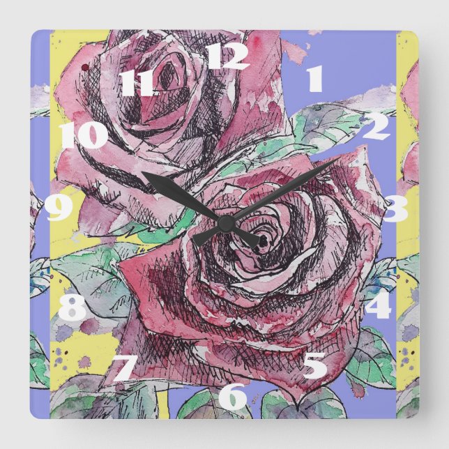 Reloj de sala de señoras de arte de rosa rosas roj (Anverso)