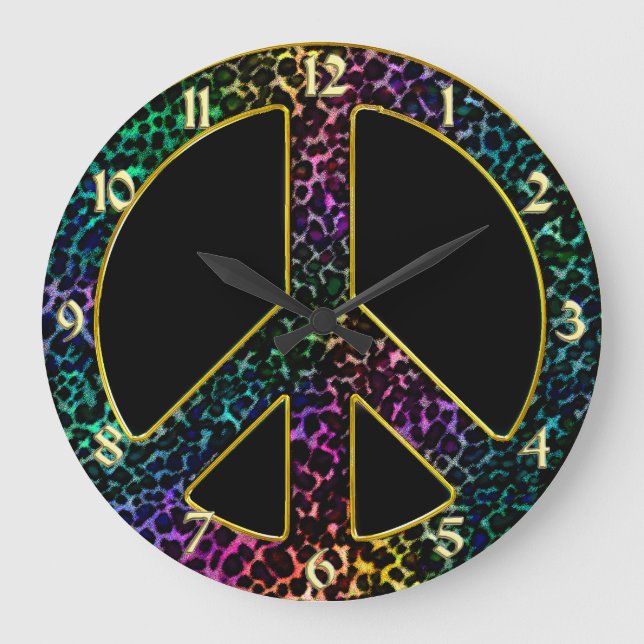 Reloj de signos de paz del leopardo arco iris (Anverso)