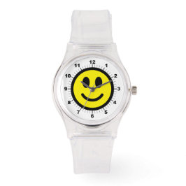 Reloj de silicio rosa de cara feliz de las mujeres
