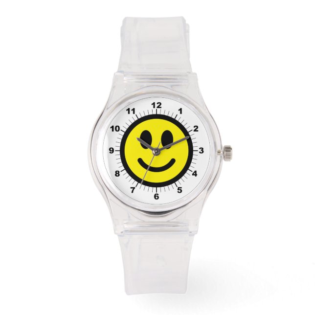 Reloj de silicio rosa de cara feliz de las mujeres (Anverso)