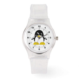 Reloj de silicio rosa pingüino femenino