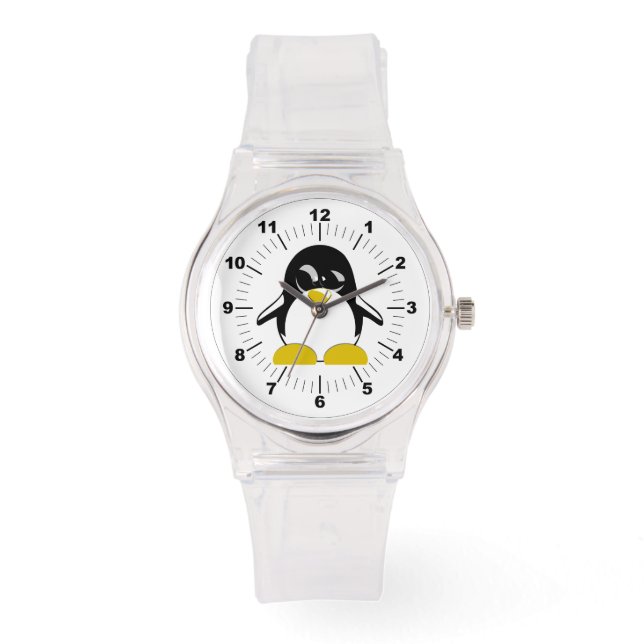 Reloj de silicio rosa pingüino femenino (Anverso)