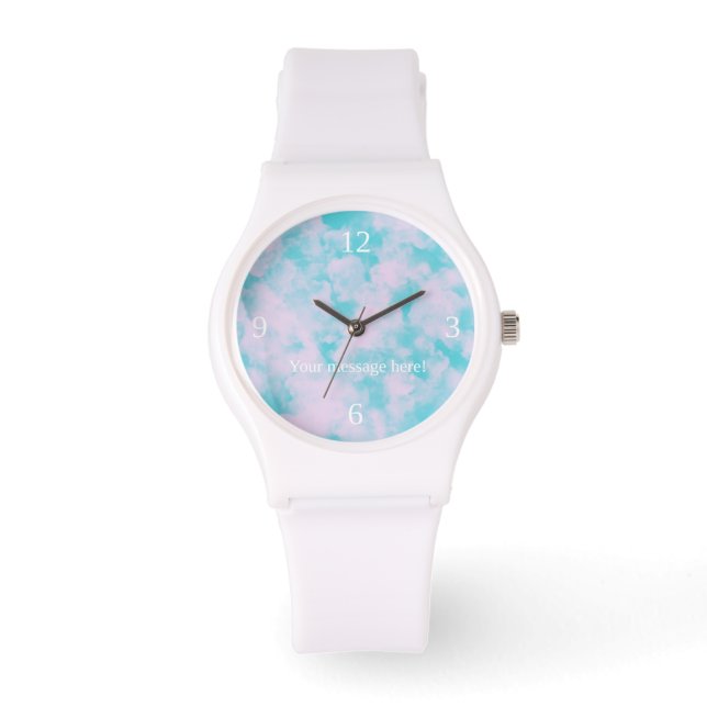 Reloj de silicona personalizado con cielo azul y r (Anverso)