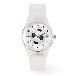 Reloj de silicona rosa de la pelota de fútbol feme