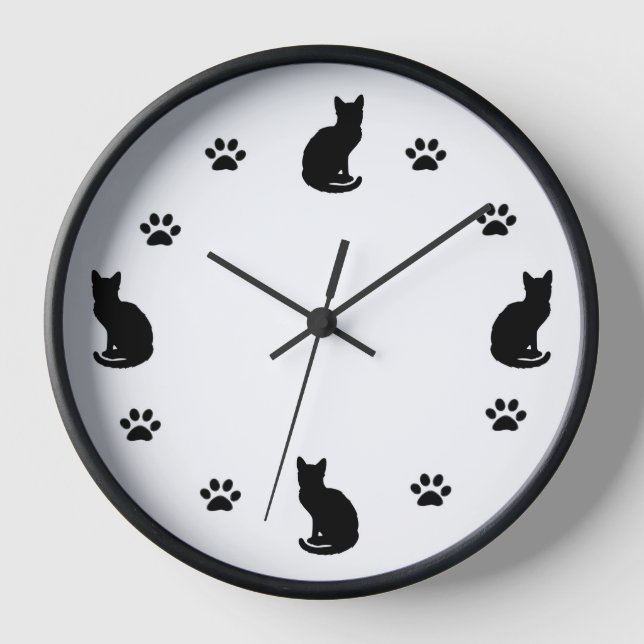 Reloj de silueta de gato (Anverso)