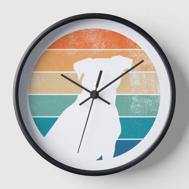 Reloj de silueta de perro retro - amante de mascot (Anverso)