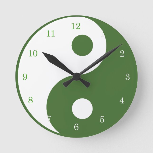 Reloj de símbolos verde y blanco Yin Yang (Anverso)