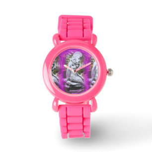 reloj de sirena rosa y púrpura