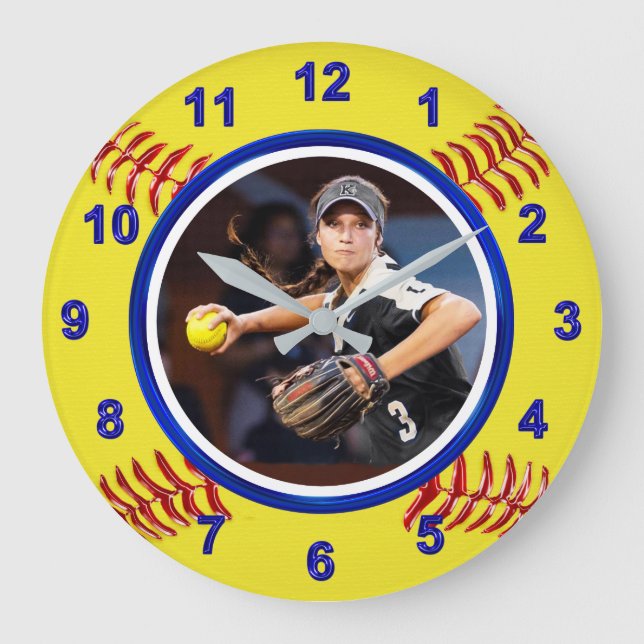 Reloj de softball con foto de jugador de softball, (Anverso)