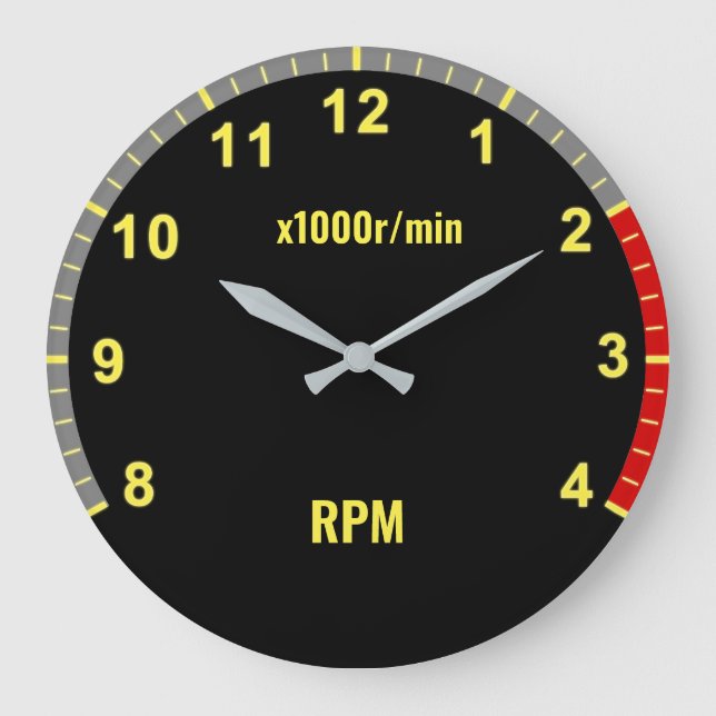 Reloj de tacómetro de coche amarillo - Garaje mecá (Anverso)