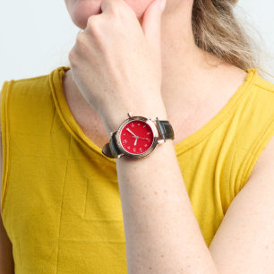 Reloj de texto blanco con correa de cuero negro pa