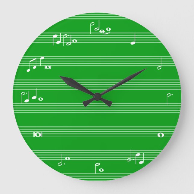 Reloj de tiempo de notación musical - Verde y blan (Anverso)