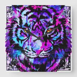Reloj de tigre azul - Reloj de pared de la cabeza 