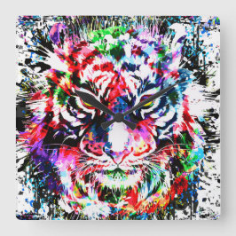 Reloj de tigres | Reloj colorido de pared del tigr