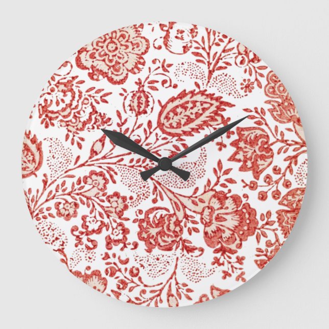 Reloj de toile rojo de decoración rural francesa (Anverso)