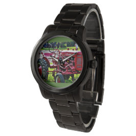 Reloj de tractor de acero inoxidable negro para ho