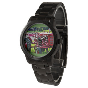 Reloj de tractor de acero inoxidable negro para ho