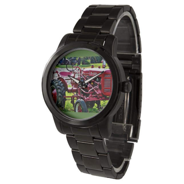 Reloj de tractor de acero inoxidable negro para ho (Angular)