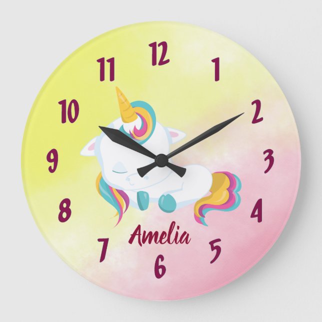 Reloj de unicornio de bonito con tu nombre (Anverso)