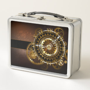 Reloj de vapor con engranajes antiguos