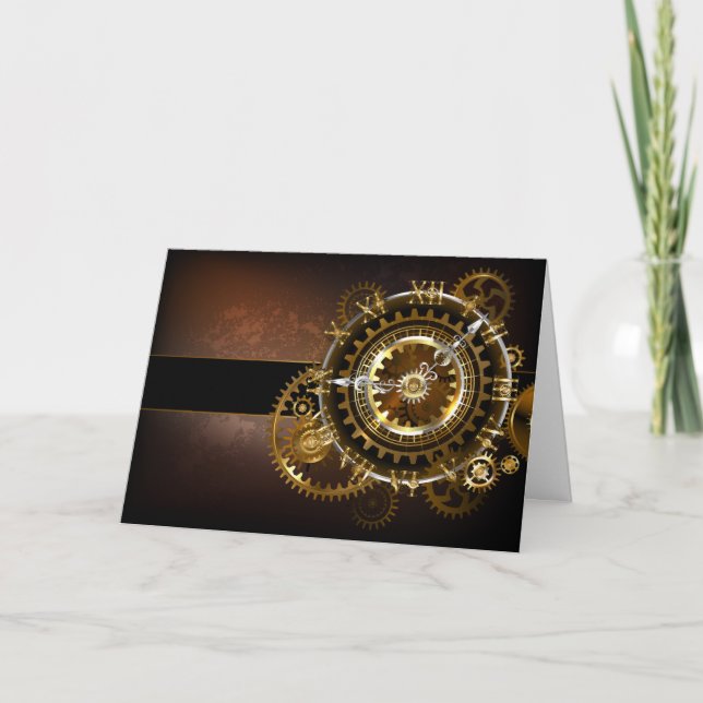 Reloj de vapor con engranajes antiguos (Anverso)