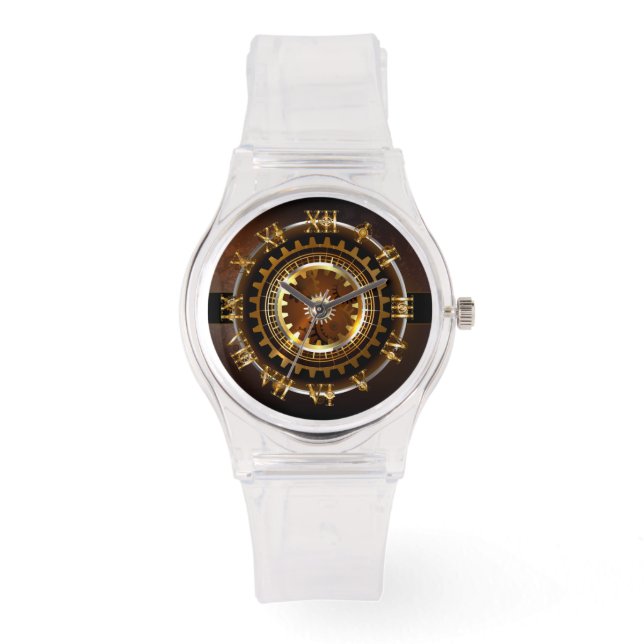 Reloj de vapor con engranajes antiguos (Anverso)