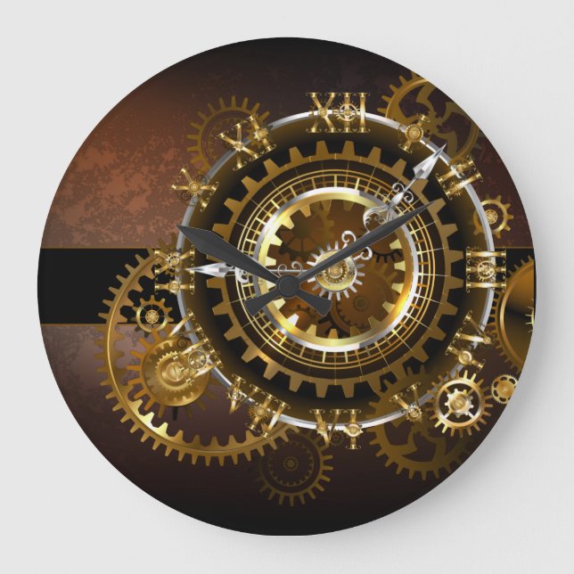 Reloj de vapor con engranajes antiguos (Anverso)