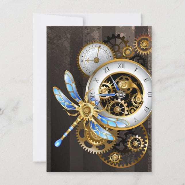 Reloj de vapor con libélula mecánica (Anverso)