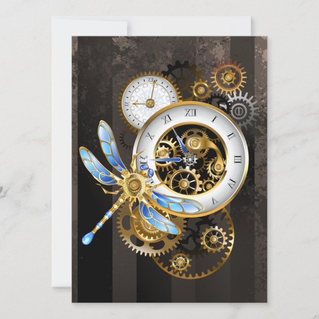 Reloj de vapor con libélula mecánica (Anverso)