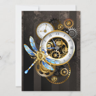Reloj de vapor con libélula mecánica