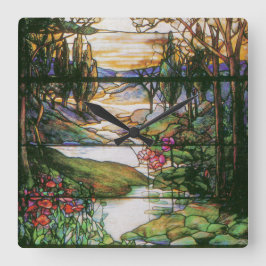 Reloj de vidrio manchado de vintage