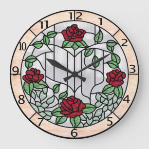 reloj de vidrio teñido de flores