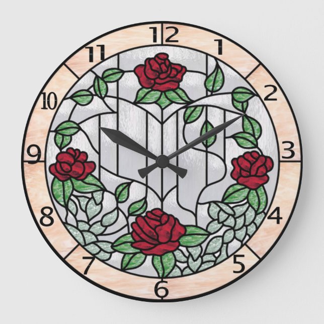 reloj de vidrio teñido de flores (Anverso)