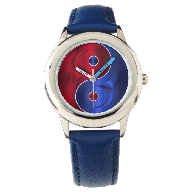 reloj de yin yang azul rojo (Anverso)