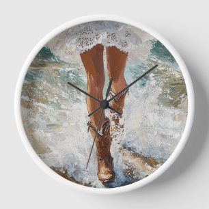 Reloj Decoración de Cowgirl Beach Clock Coastal Cowgirl