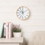 Reloj Decoración moderna personalizada personalizado Mad<br><div class="desc">Personalizado, personalizado, moderno, único, boho, contemporáneo, minimalista, fresco diseño elegante y negras horas de triángulos, escritura retro art deco / tipografía sobre el acrílico fondo blanco reloj de pared redondo con cara de cristal de plexiglás de alto impacto y marco de madera natural, para su vivero, cocina, sala de estar,...</div>