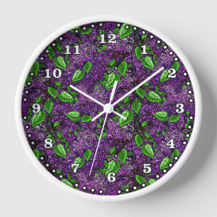 Reloj Decoración Purple Lilac Floral Hogar