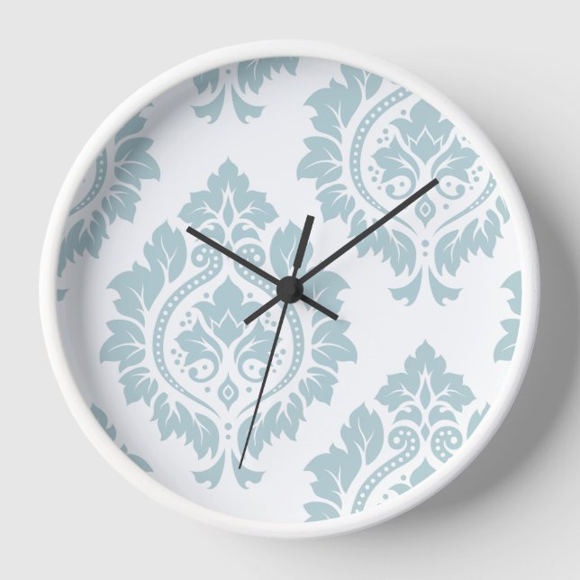 Reloj Decorative Damask Art I Duck Egg Blue on White (Anverso)