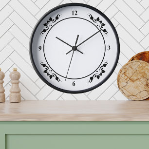 Reloj Decorativo Cara negra blanca Añadir foto de madera