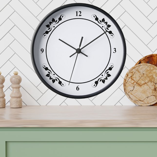 Reloj Decorativo Cara negra blanca Añadir foto de madera (Decorative White Black Face Add Photo Black Wooden Clock)