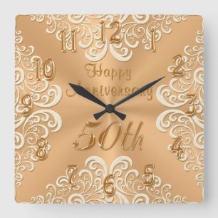 Reloj del 50 aniversario del Boda Gold and Ecru Ha