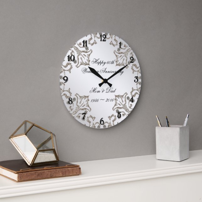 Reloj del 60° Aniversario del Boda del Diamante pu (Oficina)