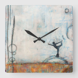 Reloj del cuadrado del chica de la yoga del