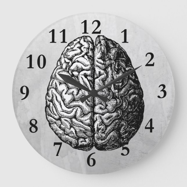RELOJ DEL DIBUJO DEL CEREBRO DEL VINTAGE (Anverso)