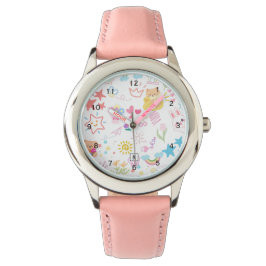 Reloj del doodle arcoiris de la Personalizado burg