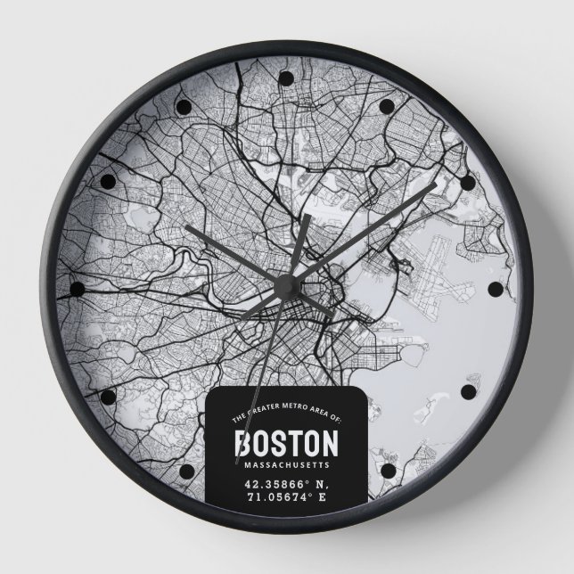 Reloj del mapa de Boston City (Anverso)