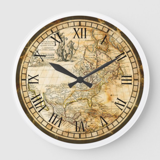 Reloj del mapa del viejo mundo de Vintage (Anverso)